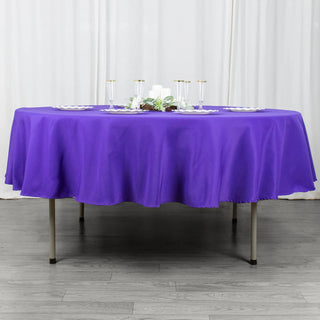 Elevate Your Event Decor with the 90" Purple Seamless Premium Polyester Round Tablecloth