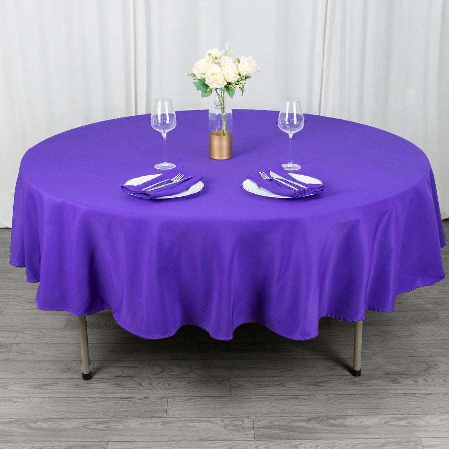 90inch Purple 200 GSM Seamless Premium Polyester Round Tablecloth