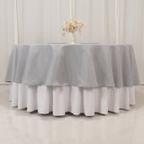 Silver Seamless Premium Polyester Round Tablecloth - 220GSM