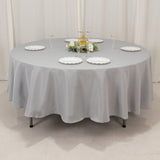 Silver Seamless Premium Polyester Round Tablecloth - 220GSM