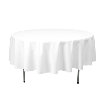 Premium Polyester 90" Round Tablecloth White - Stain and Wrinkle-Resistant 220GSM Table Cover for Weddings & Event Decor