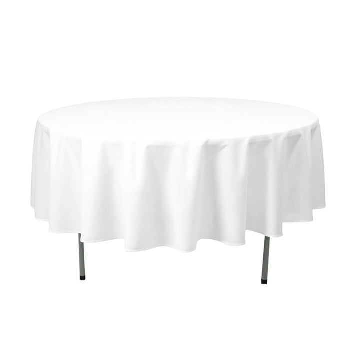 90" White Premium Polyester Round Tablecloth - 220GSM