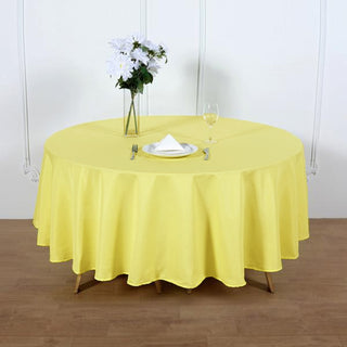 Brighten Up Your Events with the 90" Yellow Seamless Polyester Round Tablecloth