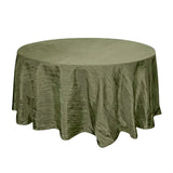 Olive green round tablecloth with a textured finish