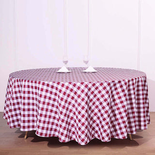 Elevate Your Table Setting with the White/Burgundy Buffalo Plaid Tablecloth