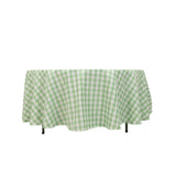 108 White Sage Green Seamless Buffalo Plaid Round Tablecloth, Checkered Gingham Polyester