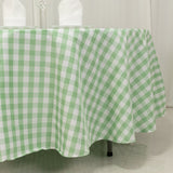 108 White Sage Green Seamless Buffalo Plaid Round Tablecloth, Checkered Gingham Polyester