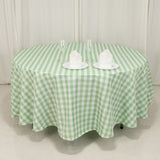 108 White Sage Green Seamless Buffalo Plaid Round Tablecloth, Checkered Gingham Polyester