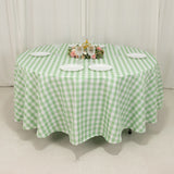 108 White Sage Green Seamless Buffalo Plaid Round Tablecloth, Checkered Gingham Polyester