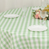 108 White Sage Green Seamless Buffalo Plaid Round Tablecloth, Checkered Gingham Polyester