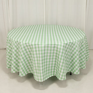 <h3 style="margin-left:0px;"><strong>Seamless White Sage Green Buffalo Plaid Round Tablecloth 108"</strong>