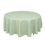 108 White Sage Green Seamless Buffalo Plaid Round Tablecloth, Checkered Gingham Polyester