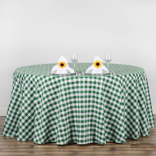 Perfect Picnic Style with the White/Green Buffalo Plaid Tablecloth