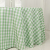 White Sage Green Seamless Buffalo Plaid Round Tablecloth, Checkered Gingham