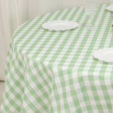 White Sage Green Seamless Buffalo Plaid Round Tablecloth, Checkered Gingham