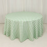 White Sage Green Seamless Buffalo Plaid Round Tablecloth, Checkered Gingham