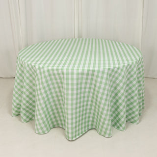 <h3 style="margin-left:0px;"><strong>Seamless White Sage Green Buffalo Plaid Round Tablecloth 120"</strong>