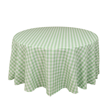 Polyester 120" Round Tablecloth White/Sage Green Seamless - Checkered Buffalo Plaid Table Cover