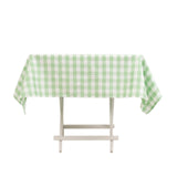 White Sage Green Seamless Buffalo Plaid Square Tablecloth, Checkered Gingham Polyester Table