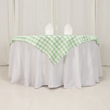 White Sage Green Seamless Buffalo Plaid Square Table Overlay, Checkered Gingham Polyester