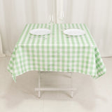 White Sage Green Seamless Buffalo Plaid Square Tablecloth, Checkered Gingham Polyester Table