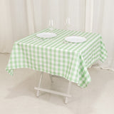 White Sage Green Seamless Buffalo Plaid Square Table Overlay, Checkered Gingham Polyester