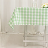 White Sage Green Seamless Buffalo Plaid Square Tablecloth, Checkered Gingham Polyester Table