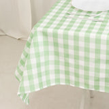 White Sage Green Seamless Buffalo Plaid Square Table Overlay, Checkered Gingham Polyester