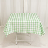 White Sage Green Seamless Buffalo Plaid Square Tablecloth, Checkered Gingham Polyester Table