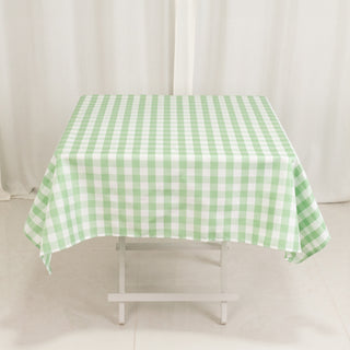 <h3 style="margin-left:0px;"><strong>Timeless Charm with White Sage Green Buffalo Plaid Tablecloth 54"x54"</strong>