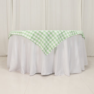 <h3 style="margin-left:0px;"><strong>Timeless Charm with White Sage Green Buffalo Plaid Table Overlay 54"x54"</strong>