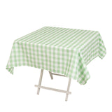 White Sage Green Seamless Buffalo Plaid Square Tablecloth, Checkered Gingham Polyester Table