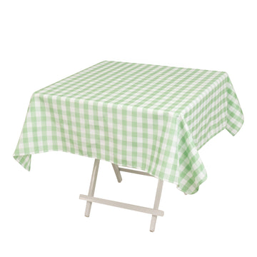 Polyester 54"x54" Square Tablecloth White/Sage Green - Checkered Buffalo Plaid Design for Casual Table Settings