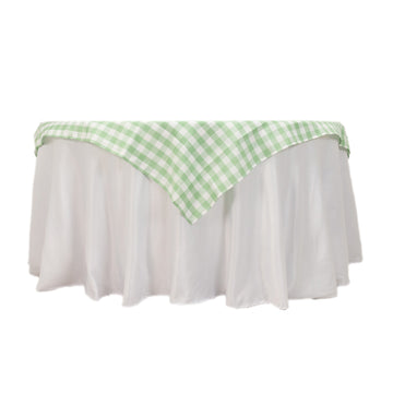 Polyester 54"x54" Table Overlay Square Tablecloth White/Sage Green - Checkered Buffalo Plaid Design for Casual Table Settings