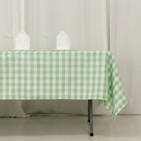 60"x102" White Sage Green Buffalo Plaid Rectangle Tablecloth, Checkered Polyester Linen Tablecloth