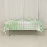 60"x102" White Sage Green Buffalo Plaid Rectangle Tablecloth, Checkered Polyester Linen Tablecloth