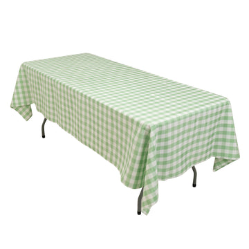 Polyester 60"x102" Rectangle Tablecloth White/Sage Green - Checkered Buffalo Plaid Table Cover