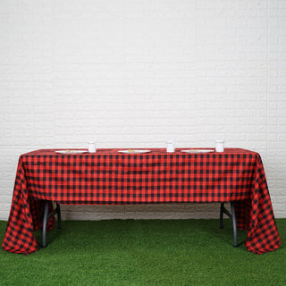 Create a Stunning Event with a Black/Red Buffalo Plaid Tablecloth