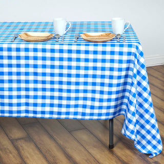 White/Blue Seamless Buffalo Plaid Rectangle Tablecloth