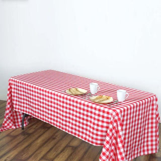 Elegant and Versatile White/Red Buffalo Plaid Rectangle Tablecloth
