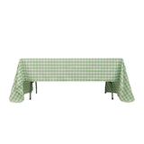 White Sage Green Seamless Buffalo Plaid Rectangle Tablecloth, Checkered Polyester Tablecloth