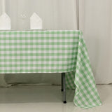 White Sage Green Seamless Buffalo Plaid Rectangle Tablecloth, Checkered Polyester Tablecloth