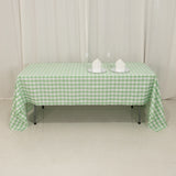 White Sage Green Seamless Buffalo Plaid Rectangle Tablecloth, Checkered Polyester Tablecloth