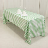 White Sage Green Seamless Buffalo Plaid Rectangle Tablecloth, Checkered Polyester Tablecloth