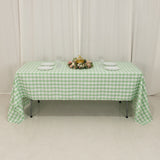 White Sage Green Seamless Buffalo Plaid Rectangle Tablecloth, Checkered Polyester Tablecloth