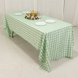 White Sage Green Seamless Buffalo Plaid Rectangle Tablecloth, Checkered Polyester Tablecloth