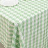 White Sage Green Seamless Buffalo Plaid Rectangle Tablecloth, Checkered Polyester Tablecloth