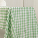 White Sage Green Seamless Buffalo Plaid Rectangle Tablecloth, Checkered Polyester