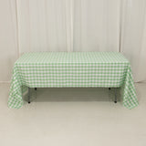 White Sage Green Seamless Buffalo Plaid Rectangle Tablecloth, Checkered Polyester Tablecloth