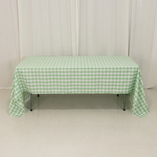 <h3 style="margin-left:0px;"><strong>Elegant White Sage Green Buffalo Plaid Tablecloth 60"x126"</strong>